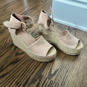 Alida Soft Blush Pink Wedge Espadrille Ankle Strap Sandals